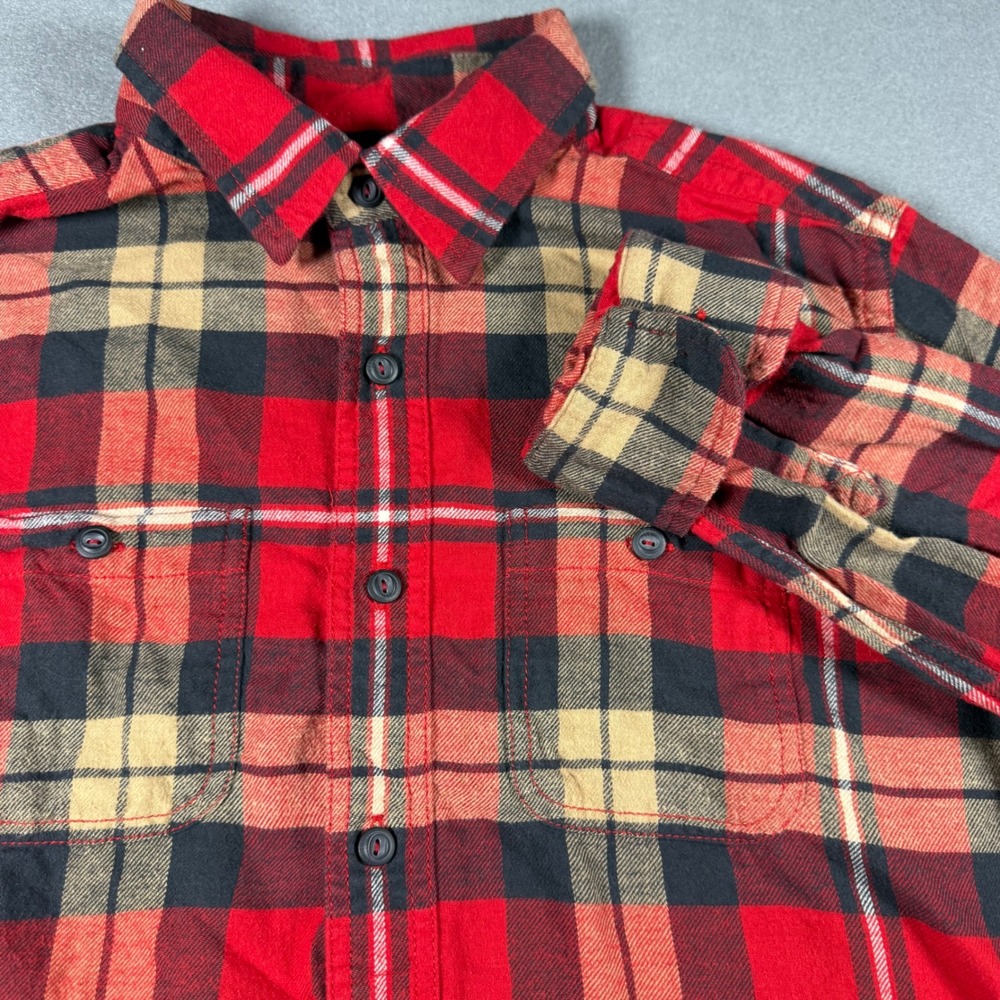 American Eagle Heritage Men Flannel Shirt Medium Classic Fit Red Plaid Cotton